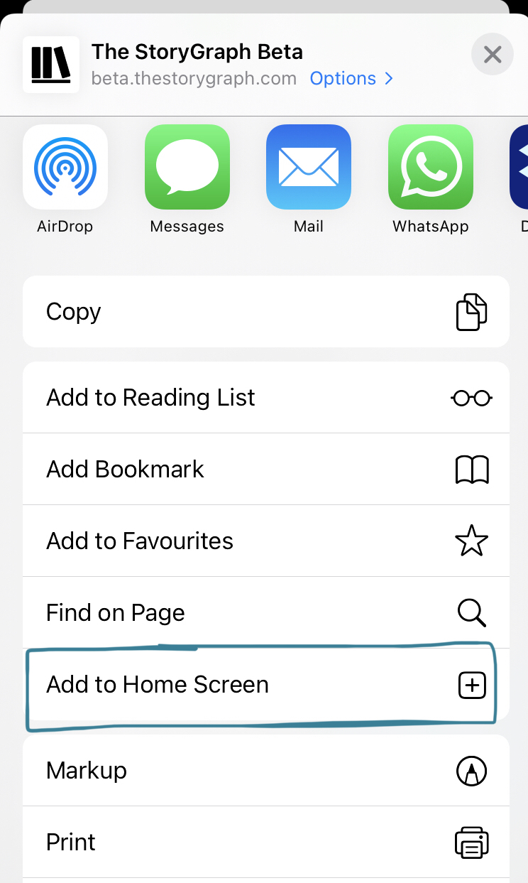 Select 'Add to Home Screen'